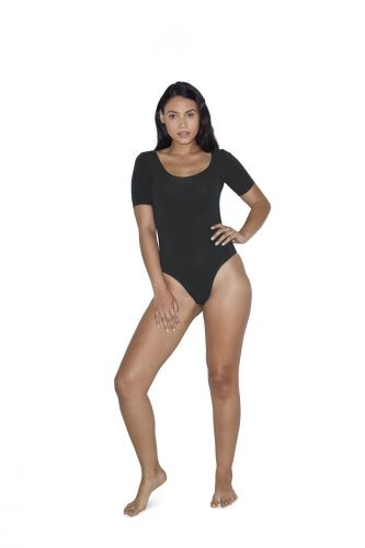 American Apparel AA8373 NŐI PAMUT SPANDEX JERSEYRÖVID UJJÚ DUPLAU-NYAKÚ BODY L