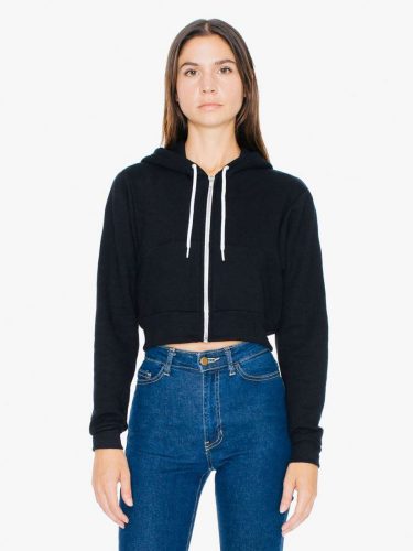 American Apparel AAF397 WOMEN'S FLEX FLEECE CROPPED ZIP HOODED SWEATSHIRT L