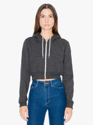 American Apparel AAF397 WOMEN'S FLEX FLEECE CROPPED ZIP HOODED SWEATSHIRT L