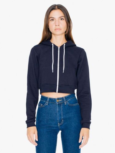 American Apparel AAF397 WOMEN'S FLEX FLEECE CROPPED ZIP HOODED SWEATSHIRT M