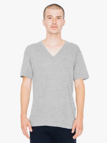 American Apparel AATR461 UNISEX TRI-BLEND RÖVID UJJÚ V-NYAKÚ PÓLÓ L