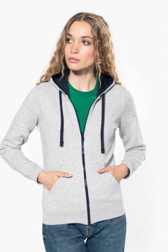 Kariban KA467 LADIES’ CONTRAST HOODED FULL ZIP SWEATSHIRT M