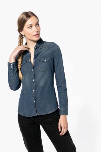 Kariban KA518 LADIES' LONG-SLEEVED DENIM SHIRT L