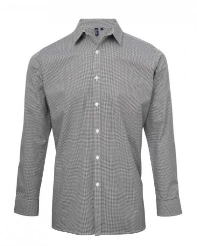 Premier PR220 MEN'S LONG SLEEVE GINGHAM COTTON MICROCHECK SHIRT 2XL