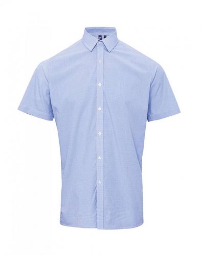 Premier PR221 MEN'S SHORT SLEEVE GINGHAM COTTON MICROCHECK SHIRT L