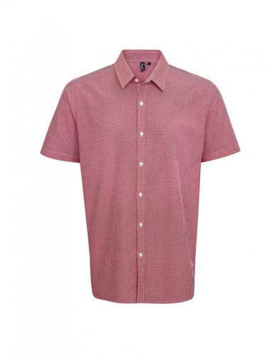 Premier PR221 MEN'S SHORT SLEEVE GINGHAM COTTON MICROCHECK SHIRT S