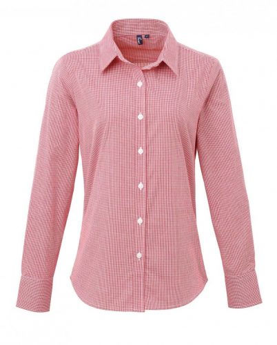 Premier PR320 WOMEN'S LONG SLEEVE GINGHAM MICROCHECK SHIRT XS