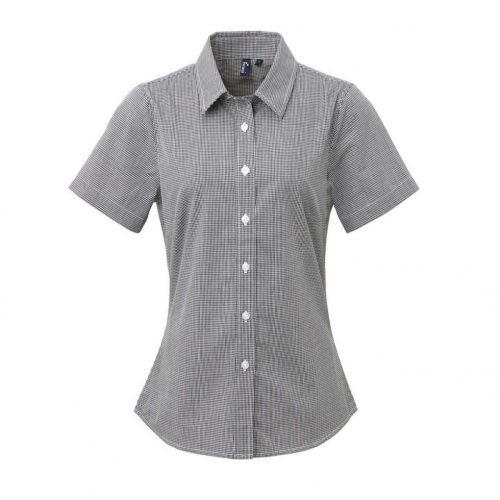 Premier PR321 WOMEN'S SHORT SLEEVE GINGHAM MICROCHECK SHIRT M